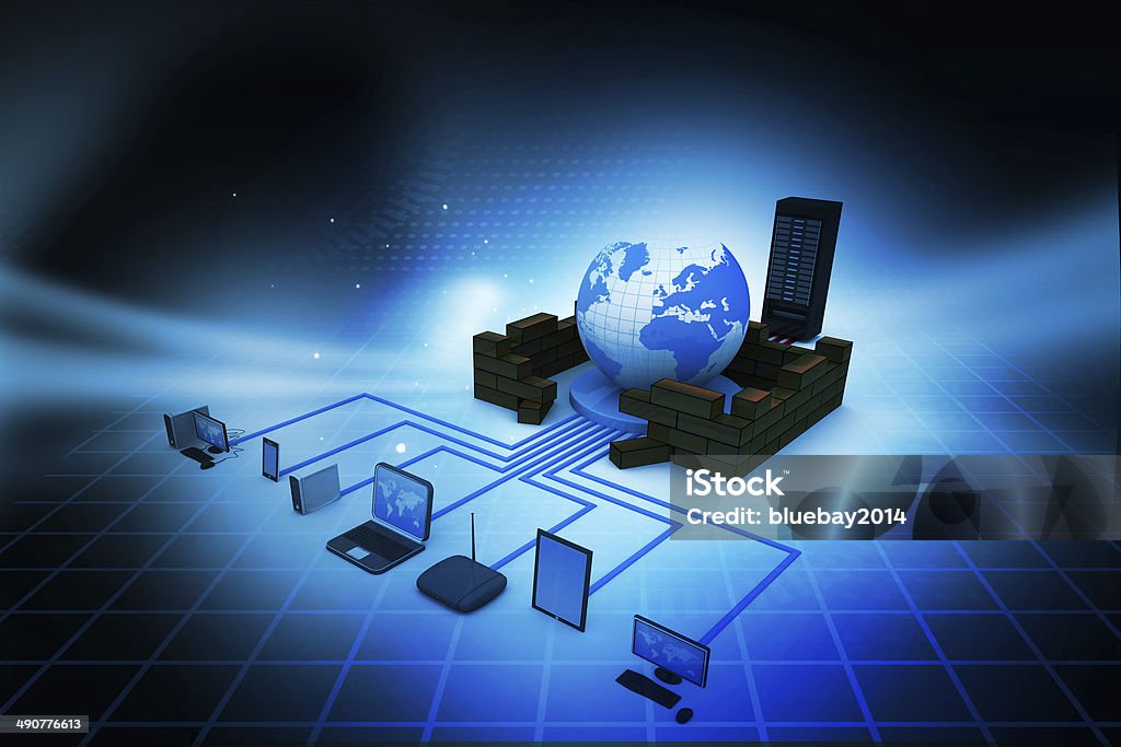 Computer Network and internet communication Computer Network and internet communication concept on abstract background Brick Stock Photo