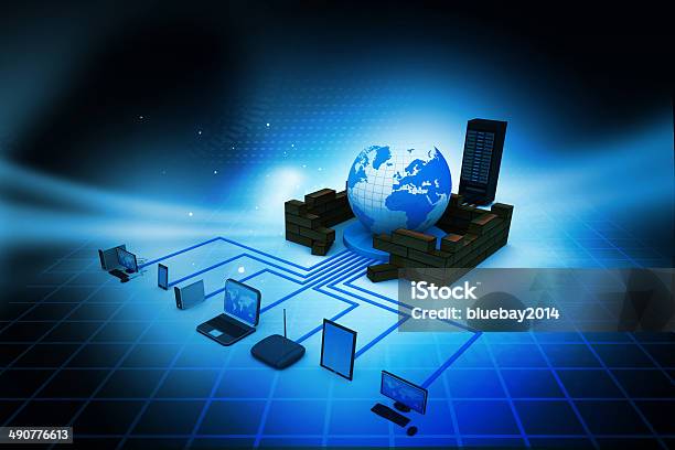 Computer Network And Internet Communication Stock Photo - Download Image Now - Brick, Business, Chart