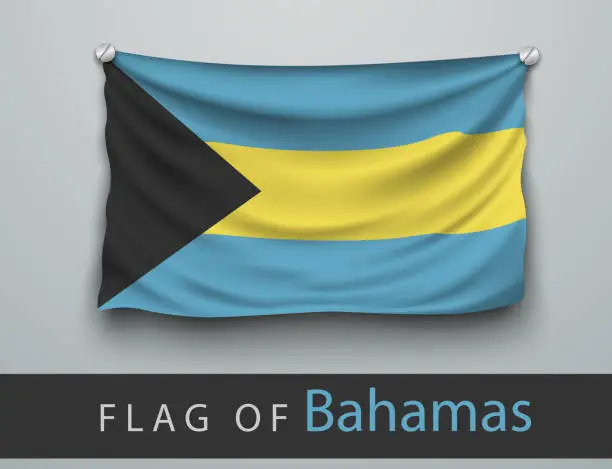 Vector illustration of FLAG OF bahamas battered, hung on the wall
