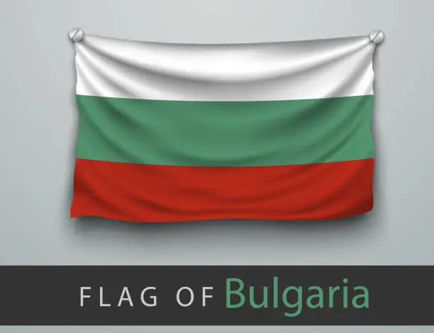 Vector illustration of FLAG OF bulgaria battered, hung on the wall