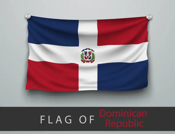 Vector illustration of FLAG OF Dominican Republic battered