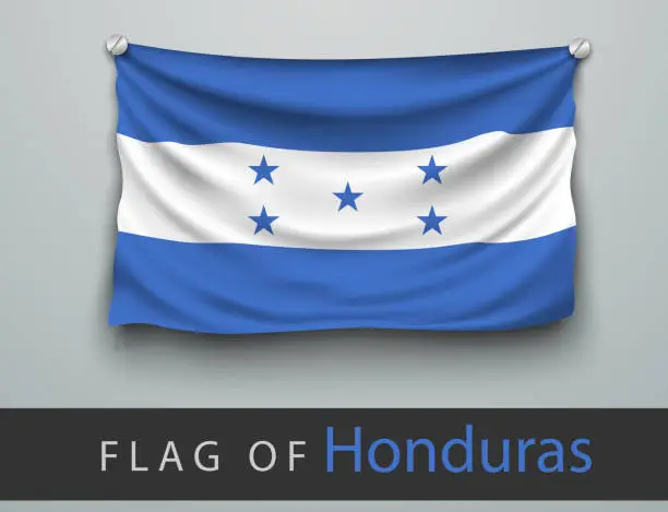 Vector illustration of FLAG OF honduras battered, hung on the wall