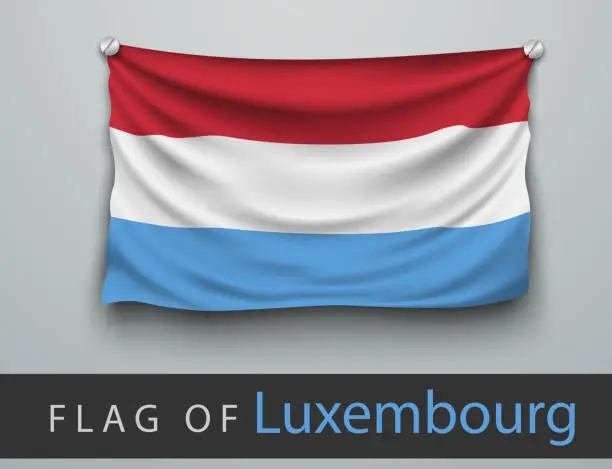 Vector illustration of FLAG OF Luxembourg battered, hung on the wall