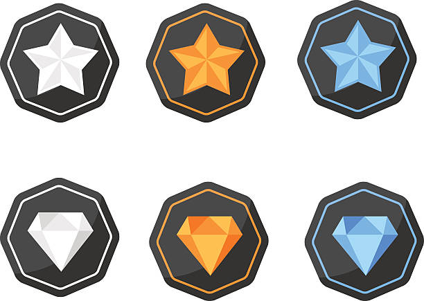 set auszeichnungen icons stars und diamanten-silber, platin und gold - platinum stock-grafiken, -clipart, -cartoons und -symbole