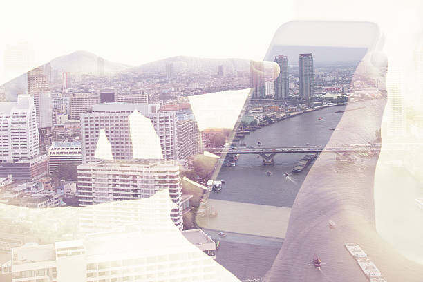 istock Double exposure image of people with smart phone 490787142