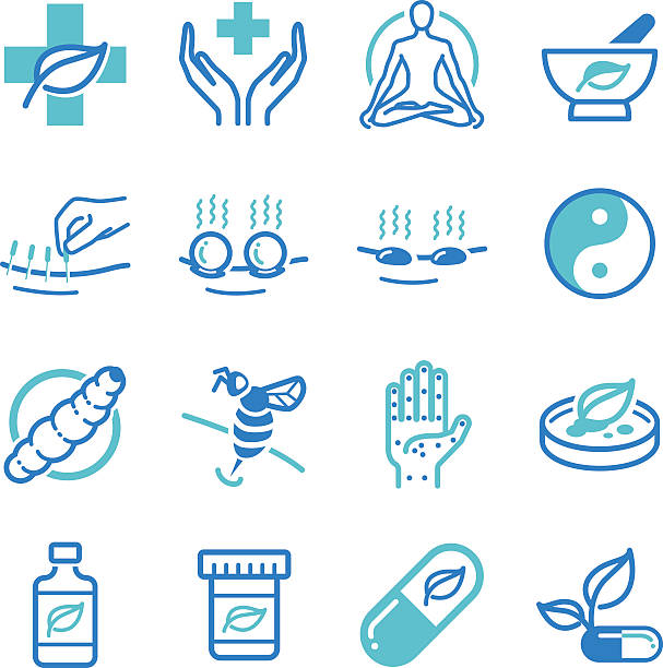 ilustrações de stock, clip art, desenhos animados e ícones de e ícones de ervas medicina alternativa - nutritional supplement herbal medicine pill nature