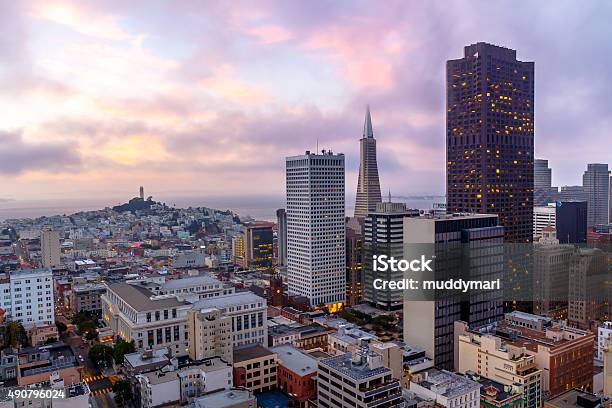 San Francisco Skyline At Sunset At Dusk Stock Photo - Download Image Now - Silicone, Valley, San Francisco - California