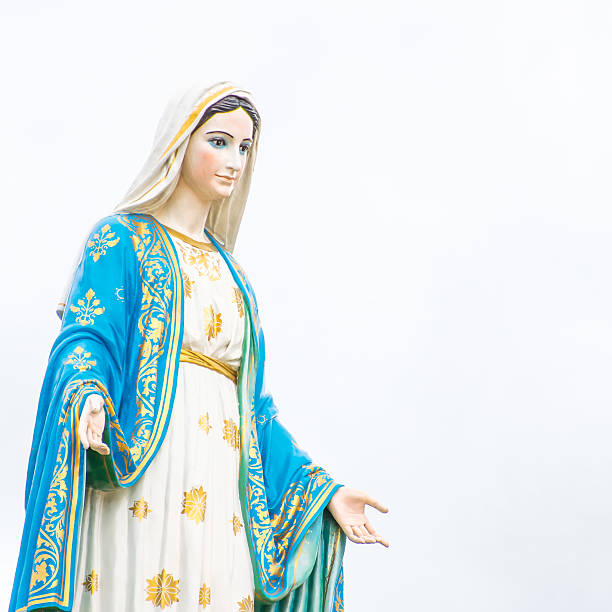 istock Statues of Holy Women on cloudy sky background 490797366