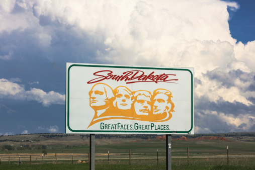 The welcome sign at the South Dakota state line.