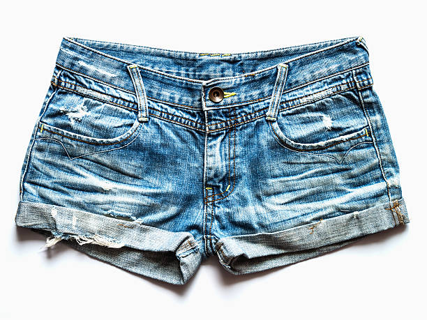 istock Blue jeans shorts  trouser isolated on white background 490800101