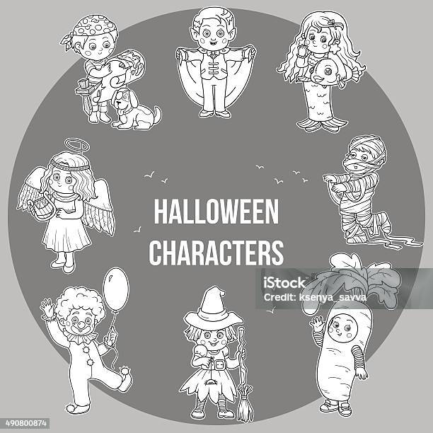 Vector Set Of Halloween Cute Characters Cartoon Collection Stock Illustration - Download Image Now