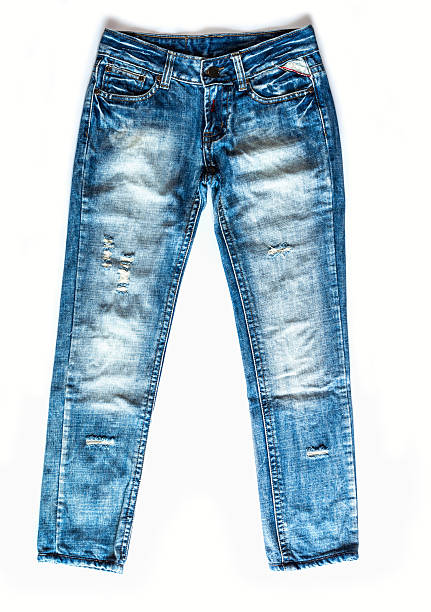 istock Blue jeans trouser isolated on the white background 490800991