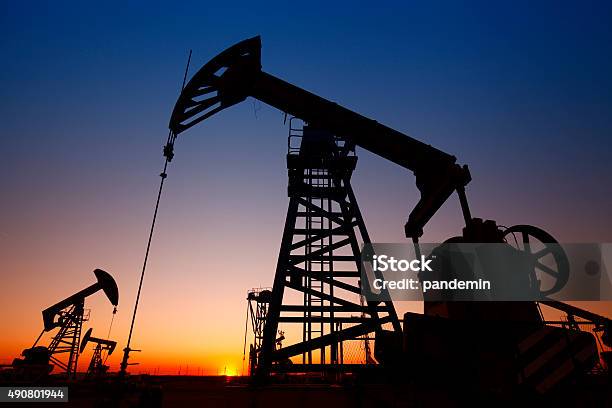 Oil Pump Oil Industry Equipment Stock Photo - Download Image Now - 2015, Air Pollution, Architecture