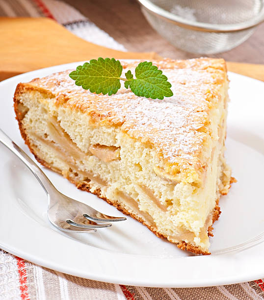 istock Slice of apple fruit pie on a plate 490802235
