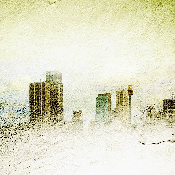 istock Textured foggy city skyline 490812772