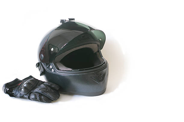 istock Black Helmet And Glove Isolated On White Background 490813032