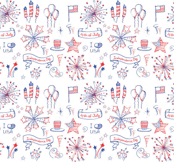 usa - family 4th of july stock illustrations