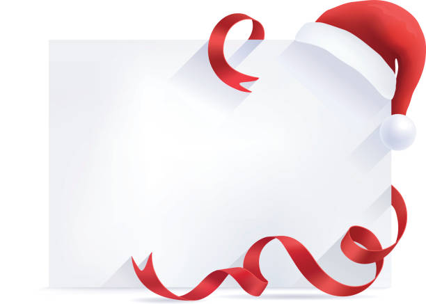 Ribbon and Santa Hat Ribbon and Santa Hat gift tag note stock illustrations