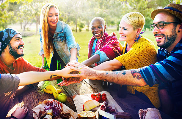Friends Outdoors Camping Teamwork Unity Concept