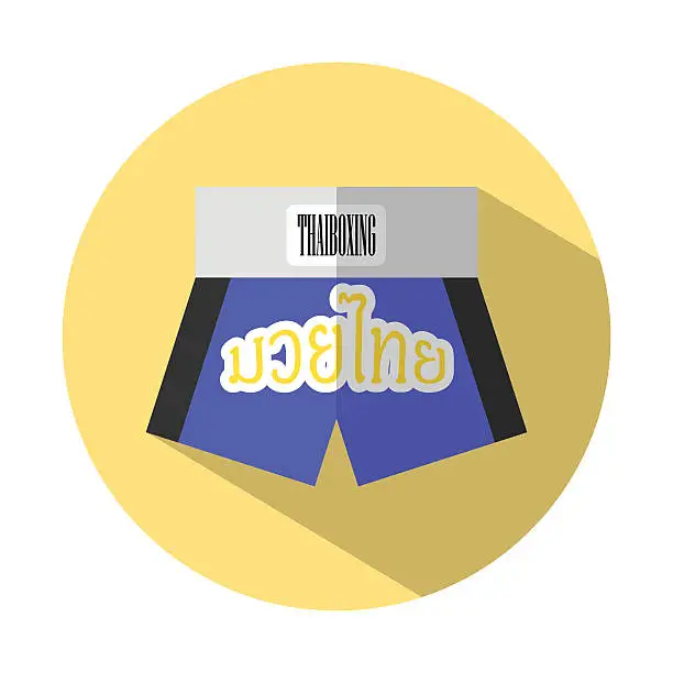Vector illustration of muaythai boxing pants icon flat design with long shadow