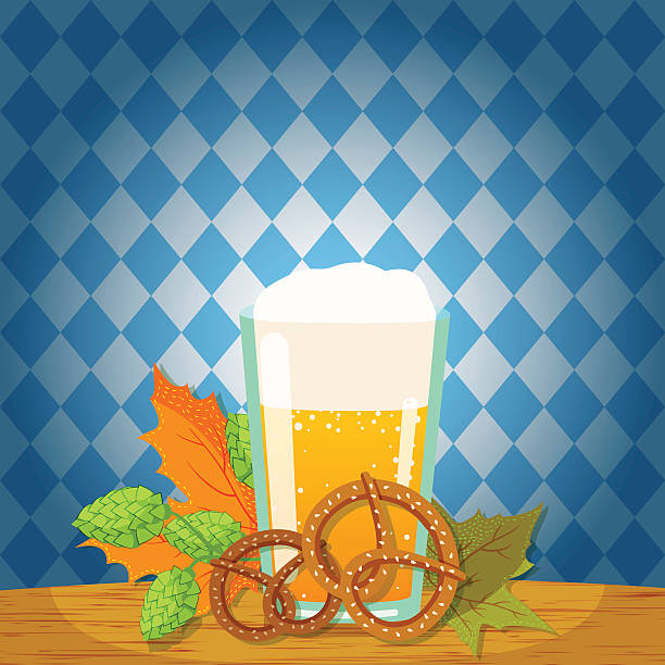 oktoberfest-party vektor-illustration - pretzel oktoberfest german culture beer stock-grafiken, -clipart, -cartoons und -symbole