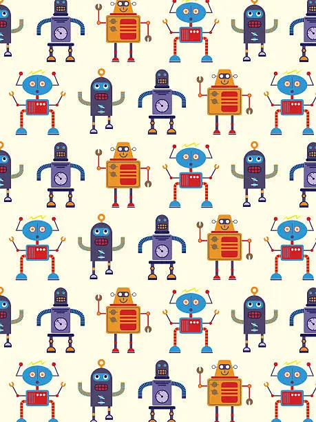 Vector illustration of Dancing robot pattern