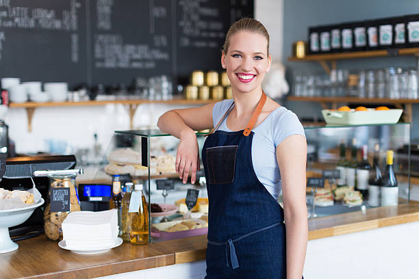 istock Proud young female cafe owner 490819590