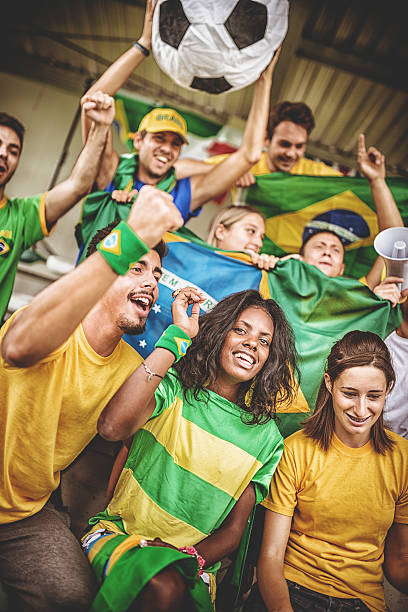 istock Group of brazilian supporters at stadium 490819915