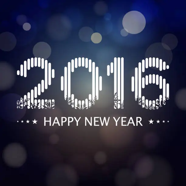 Vector illustration of New Year 2016 blurry vision light background