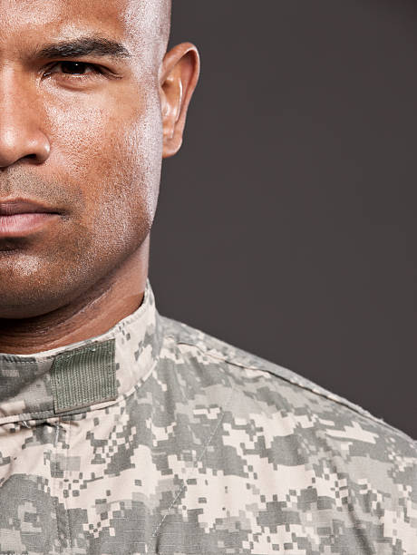 istock Half Face of African American Soldier 490821065