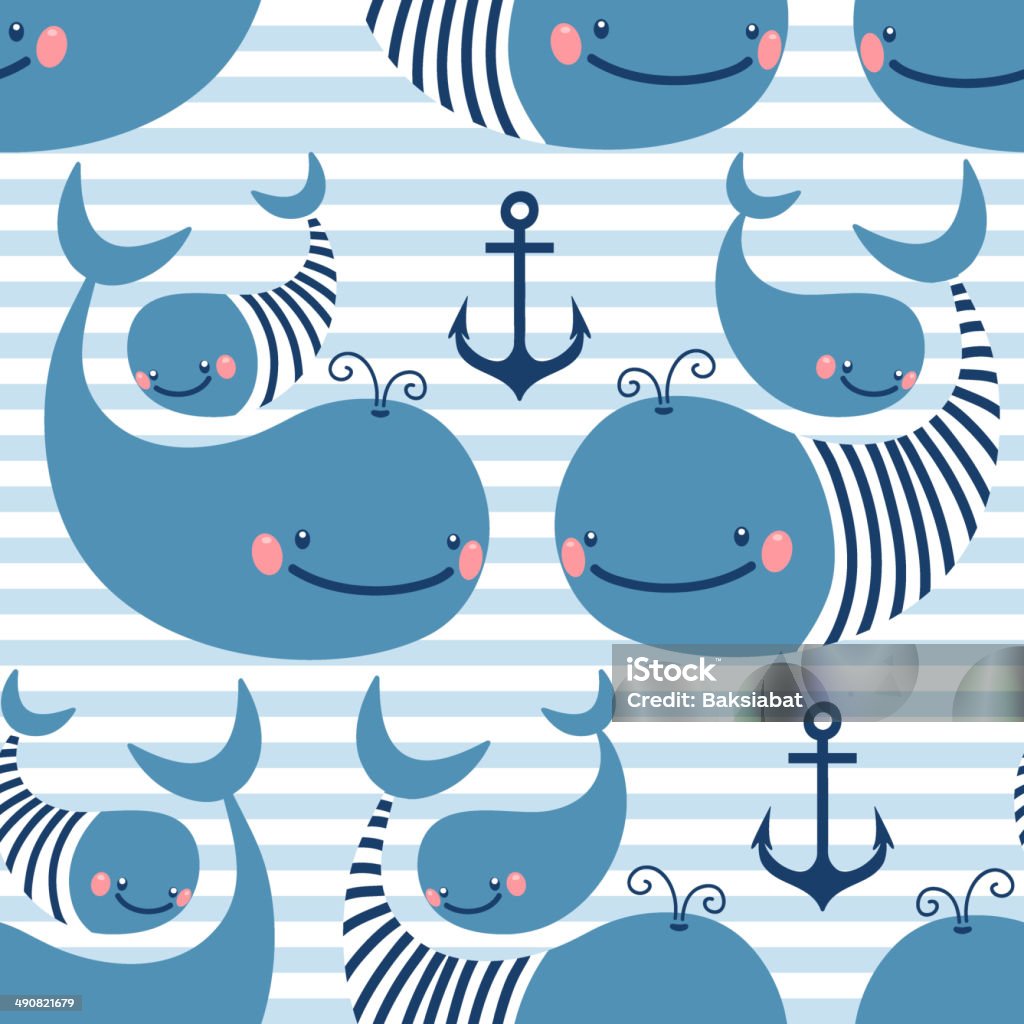 Seamless pattern with cute whales. Seamless pattern with cute whales. Vector illustration. Abstract stock vector