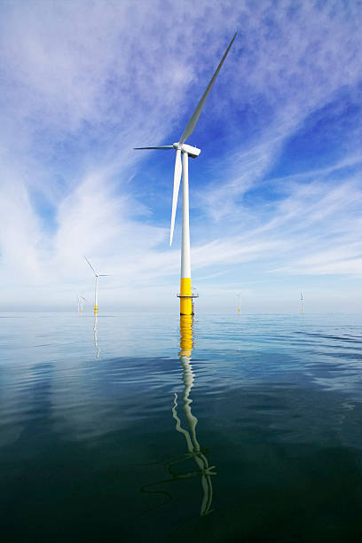 istock Wind turbines in sea 490823439