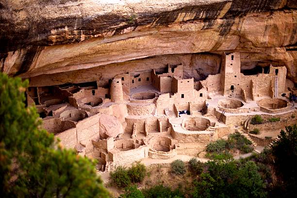 Native Anasazi cliff dwellings Anasazi Native American cliff dwellings in Mesa Verde National Park, Colorado anasazi stock pictures, royalty-free photos & images