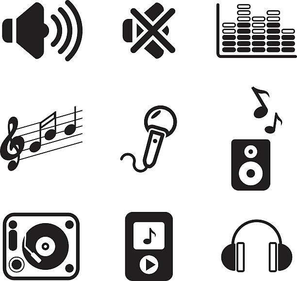 аудио значки - track headphones music sheet music stock illustrations