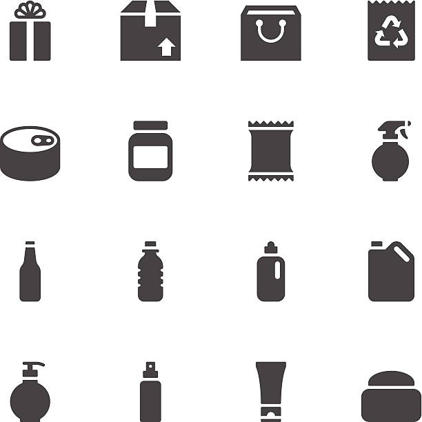 ikony paczki - saszetka stock illustrations