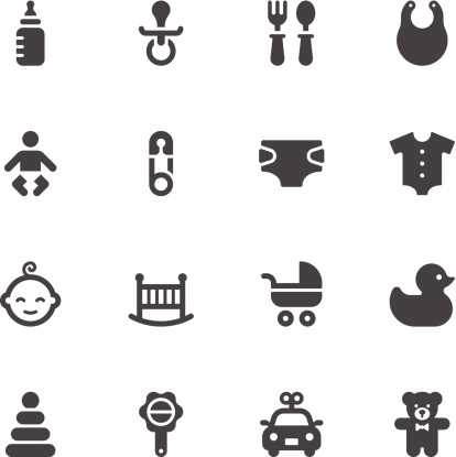 Baby icons on white background