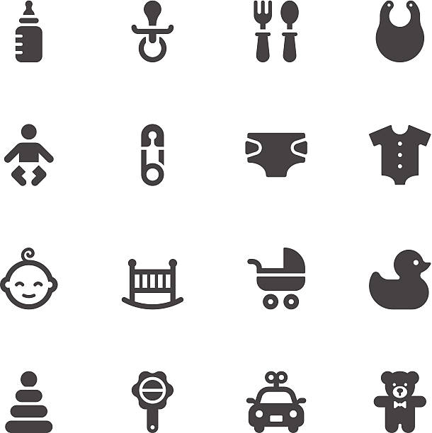 Baby icons Baby icons on white background baby goods stock illustrations