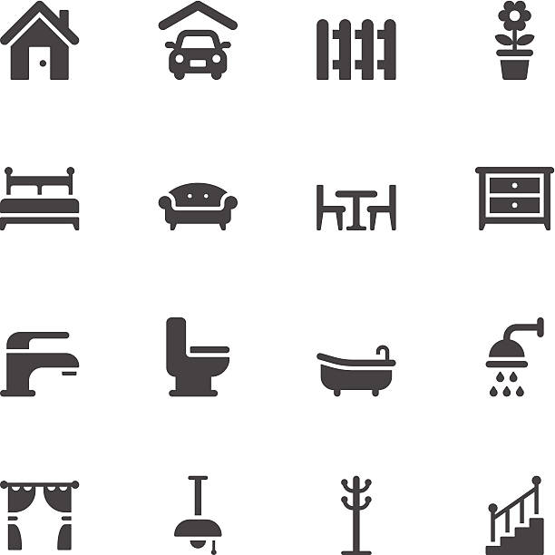 Home icons Home icons on white background flushing water stock illustrations