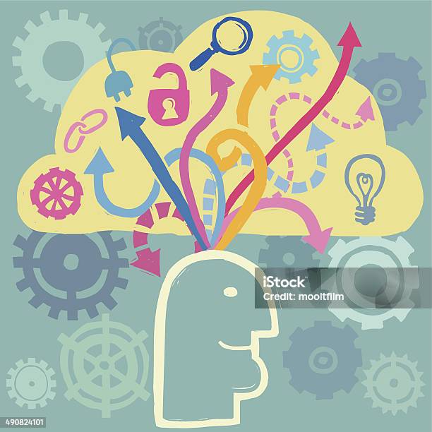 Brain Work Stock Illustration - Download Image Now - Education, Unlocking, Cloud - Sky