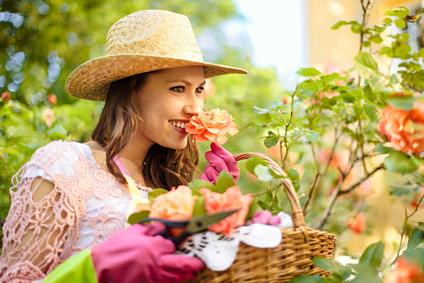 Beautiful woman gardening