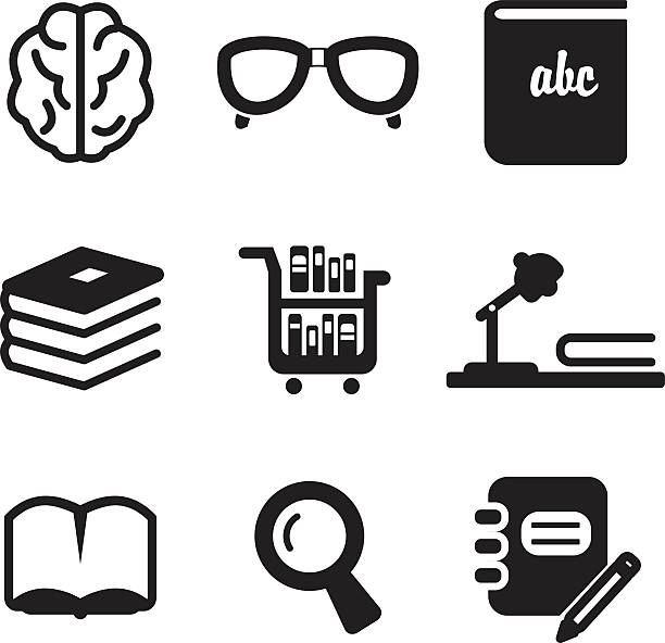 Library Icons This image is a vector illustration and can be scaled to any size without loss of resolution. seminar classroom lecture hall university stock illustrations