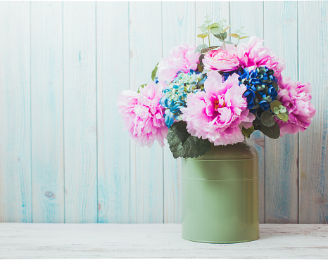 Still life - flowers in can - rustic style, shabby chic