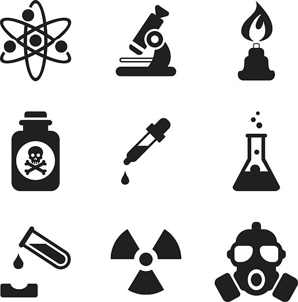 биохимический анализ значки - toxic substance danger warning sign fire stock illustrations