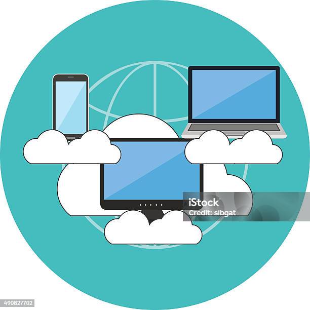 Cloud Computing Concept Flat Design Stock Illustration - Download Image Now - 2015, Abstract, Backgrounds