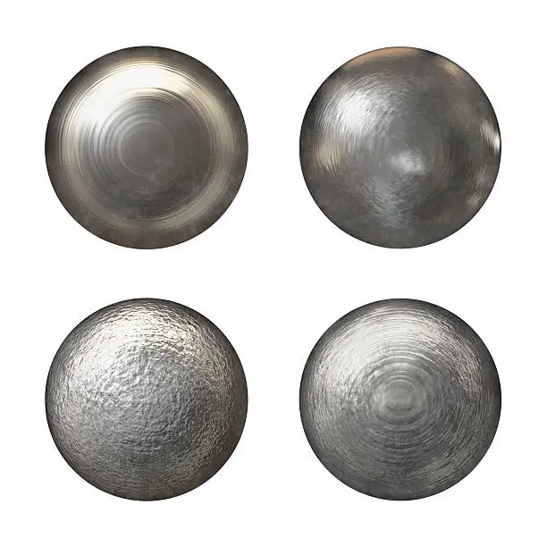 Steel rivet heads collection - isolated on white