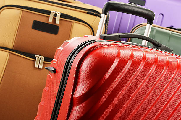 istock Composition with colorful travel suitcases 490849737