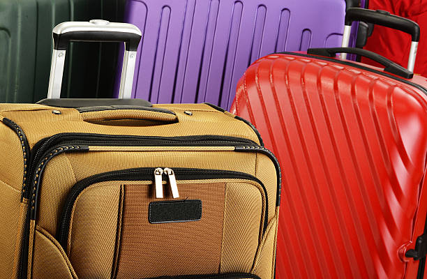 istock Composition with colorful travel suitcases 490849749