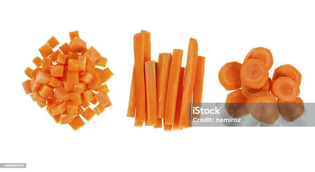 Fresh carrots sliced and diced Carrot Stock Photo