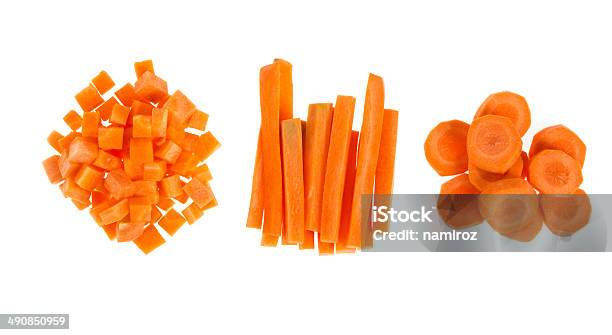 Fresh Carrots Sliced And Diced Stock Photo - Download Image Now - Carrot, Chopped Food, Slice of Food