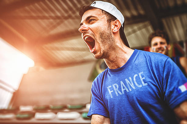 france supporter at the soccer stadium